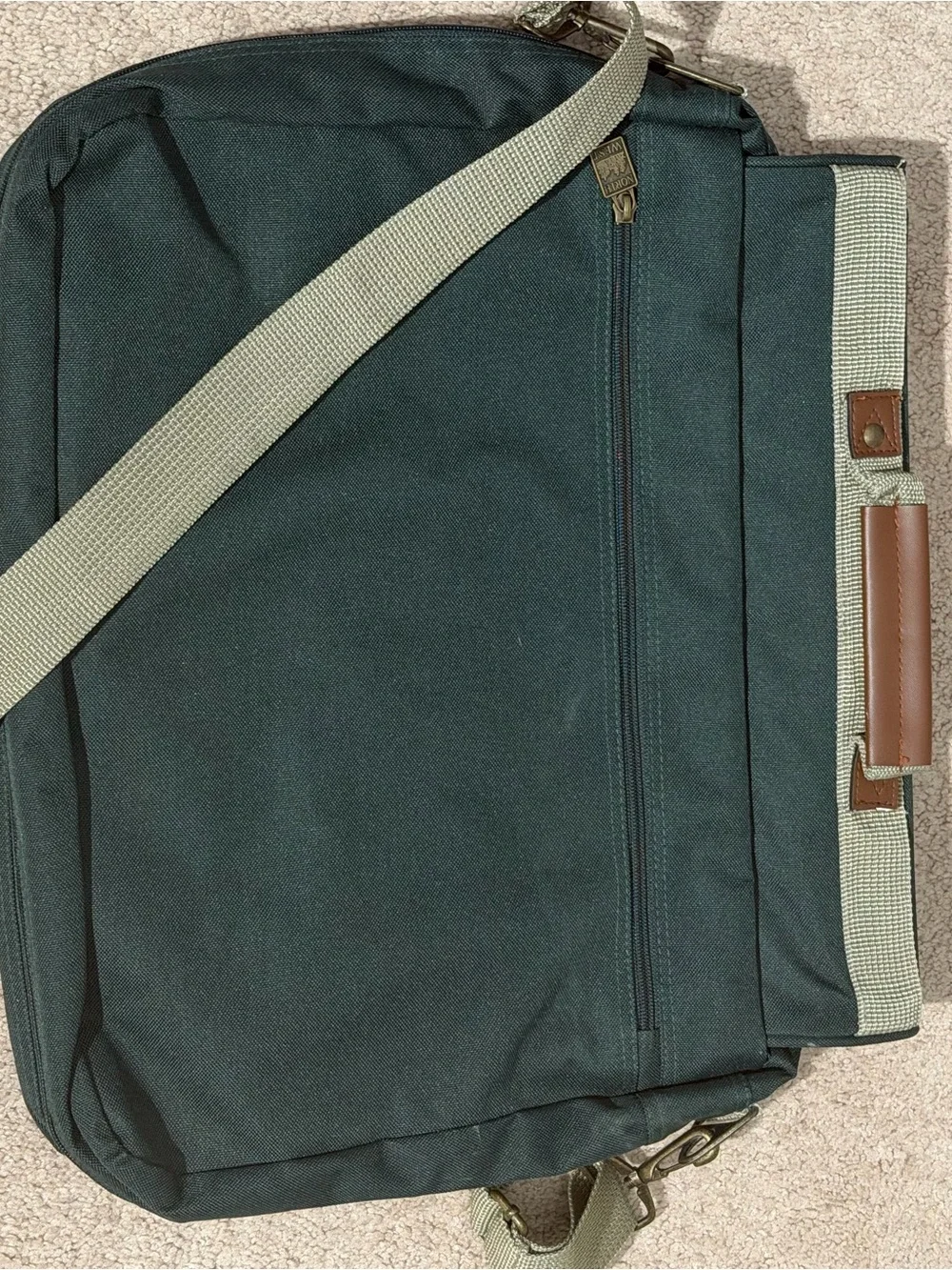 North West Collection Messenger Bag Green Tan Adjustable Strap